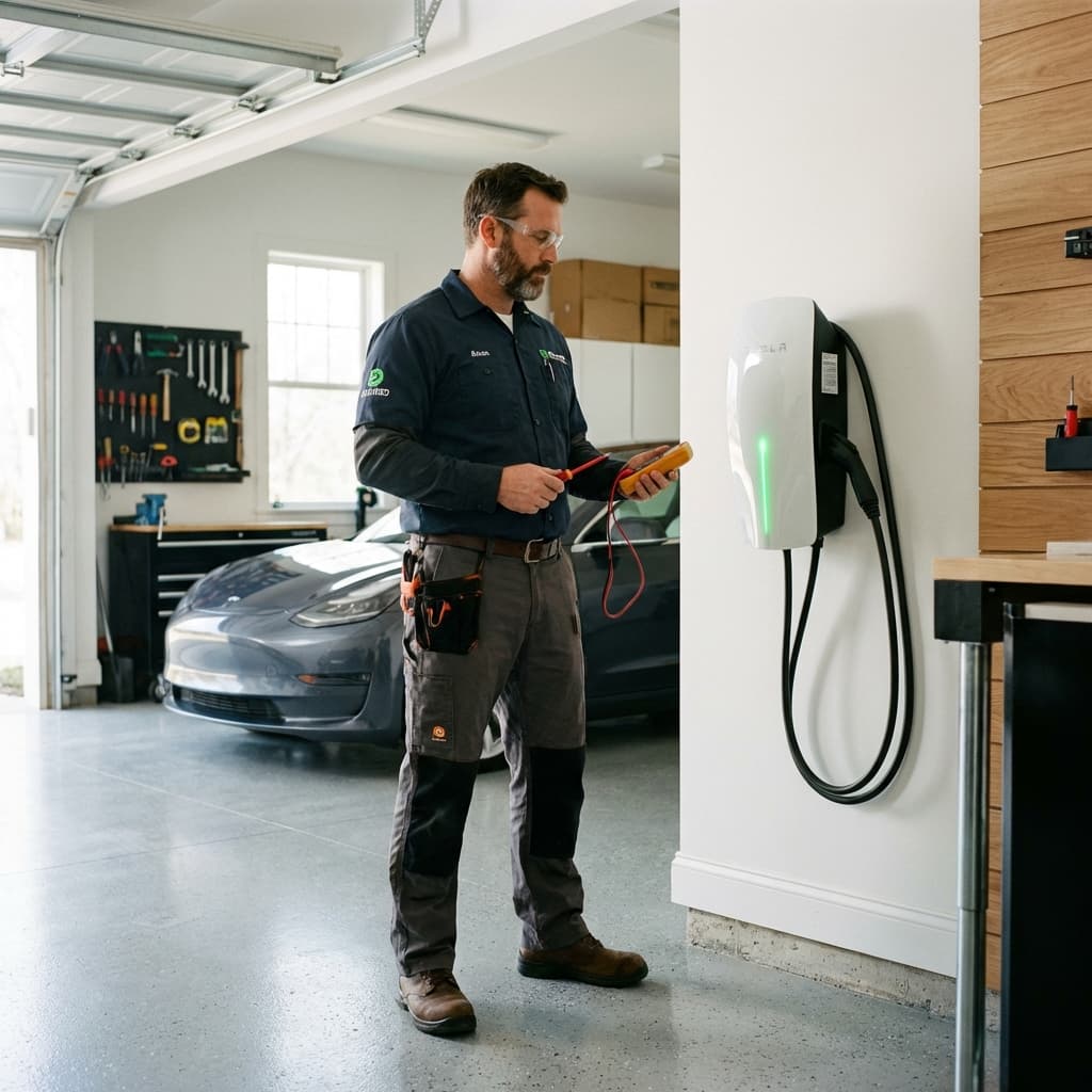 Installation borne de recharge par électricien IRVE